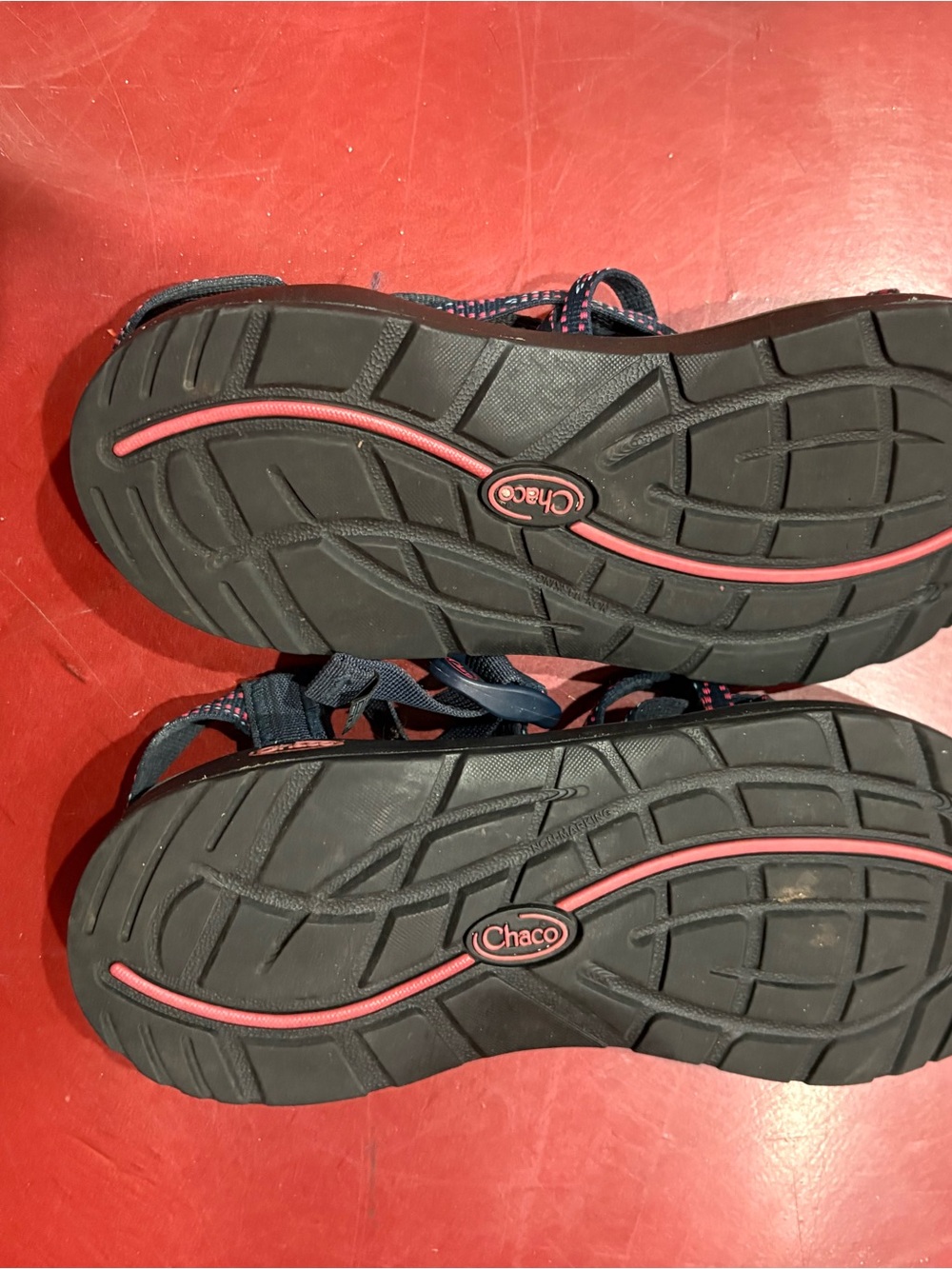 Chaco Women's Navy Sandals with Pink Accent - Picture 2 of 2